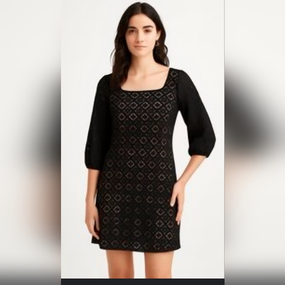 Anne Suit Anthropologie Black Patterned Long Sleeve Dress